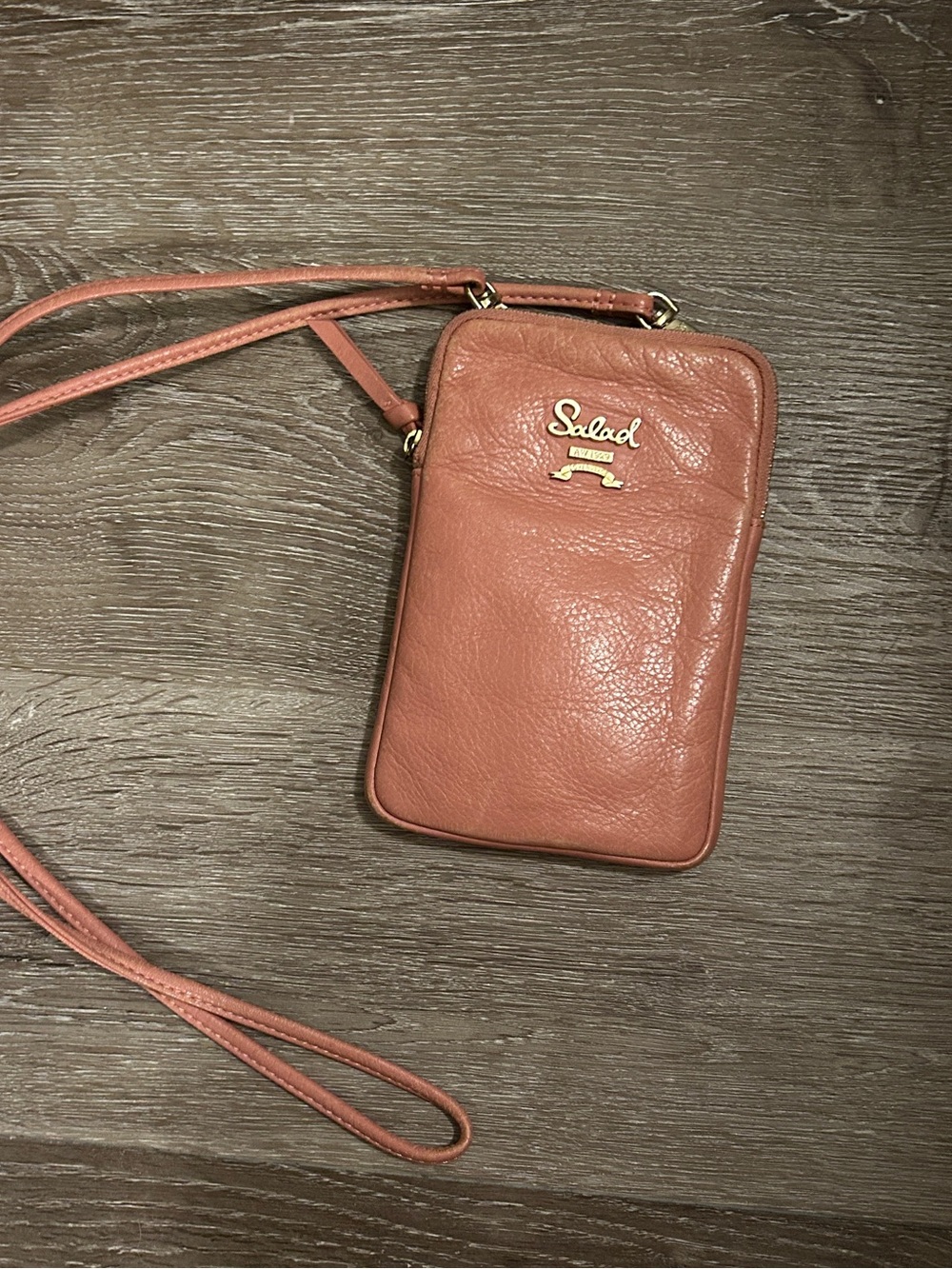 Salad AW 1929 Love & Peace Pink Leather Mini Crossbody Bag Y2K